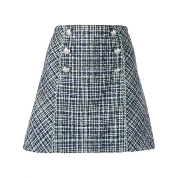 NWT Veronica Beard navy blue plaid mini skirt, 8 - Picture 12 of 16